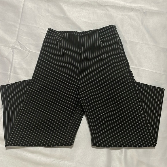 Know One Cares Womens Pull On Straight Leg Casual Pants Medium Blue Beige Stripe - Picture 1 of 6